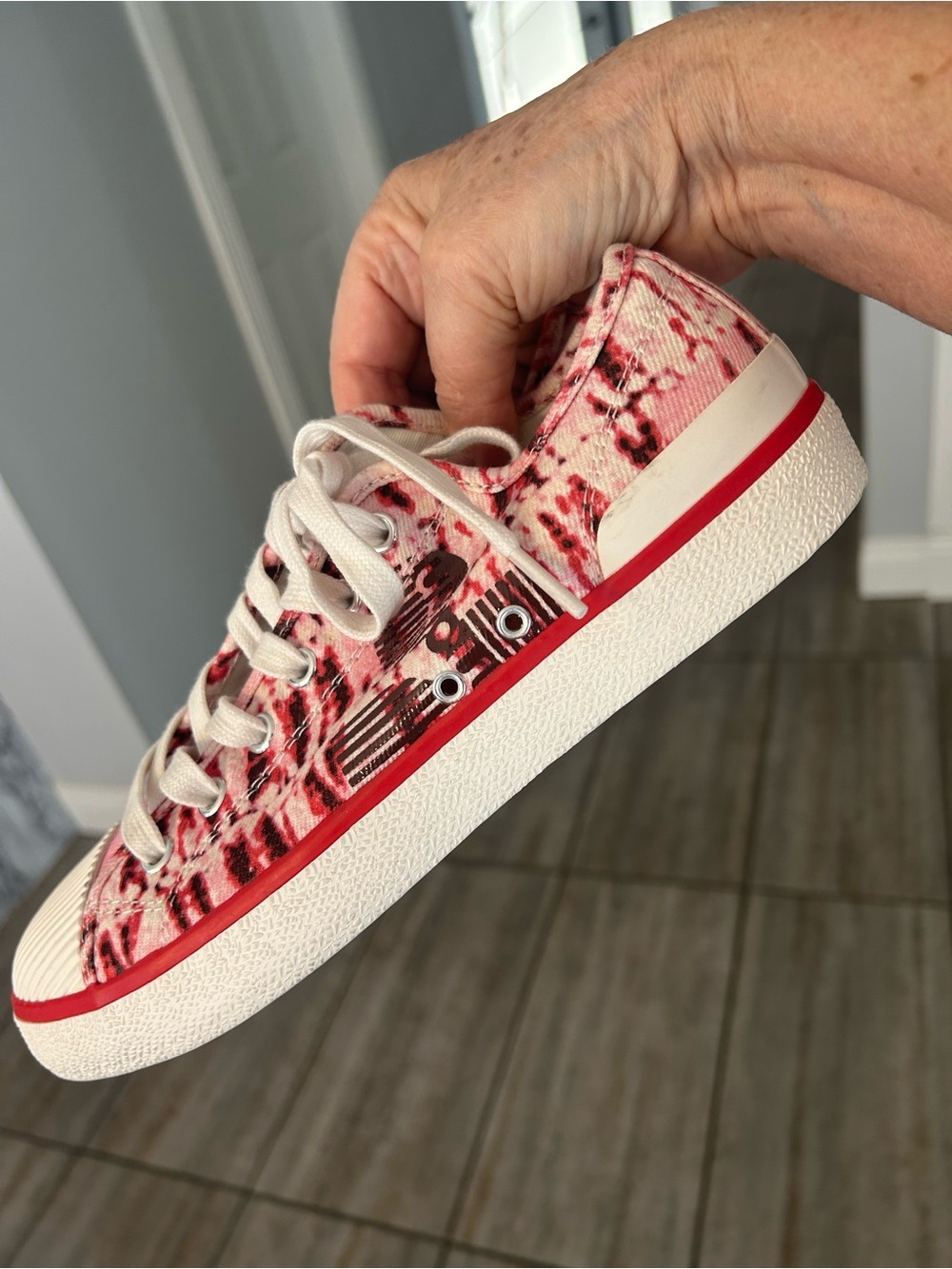 Isabel Marant Binkoo- Tie- Dye Red/Pink Low-Top Canvas Sneaker Size 7.5